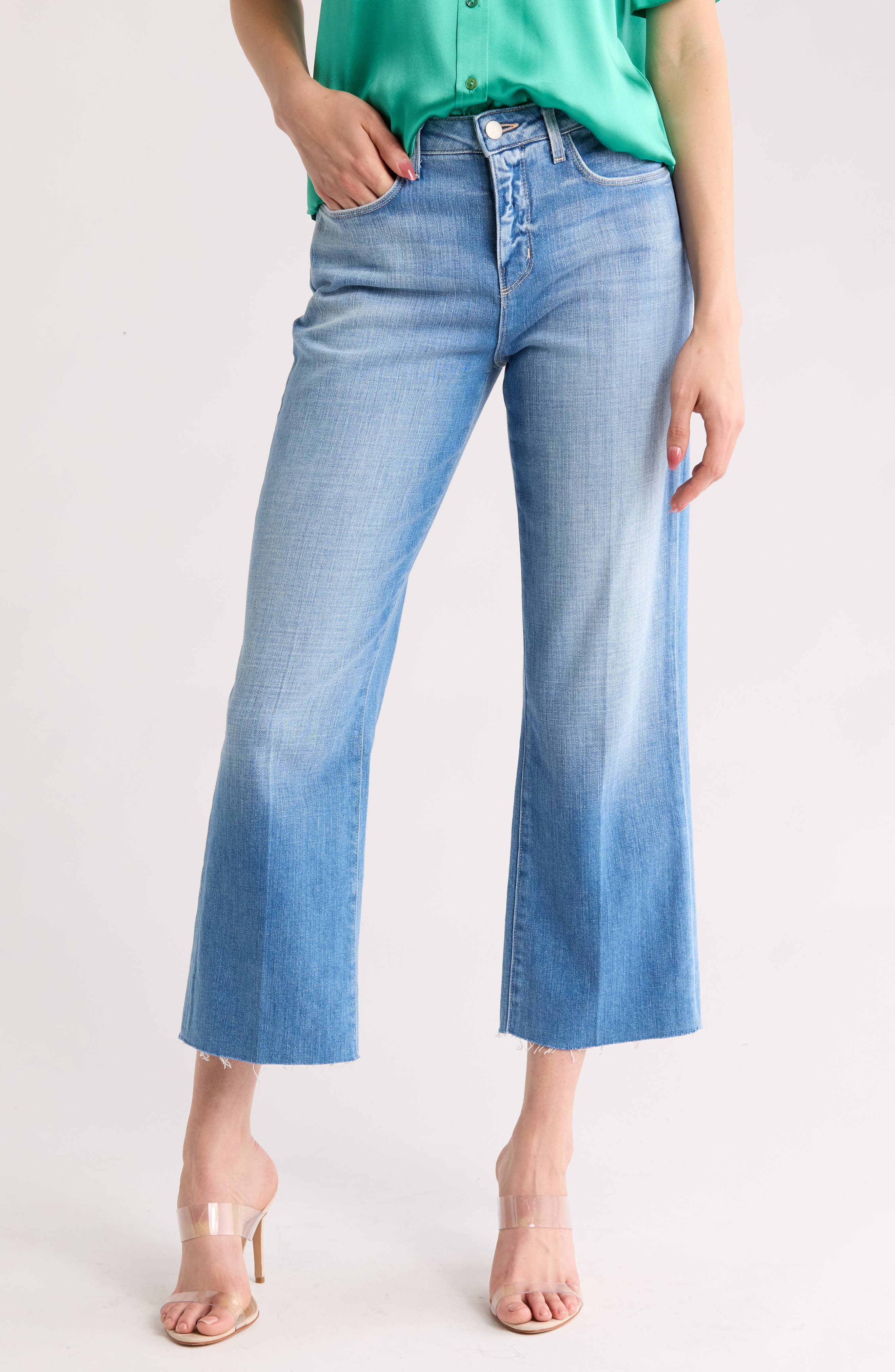 L'AGENCE Raw Hem Straight Leg Jeans