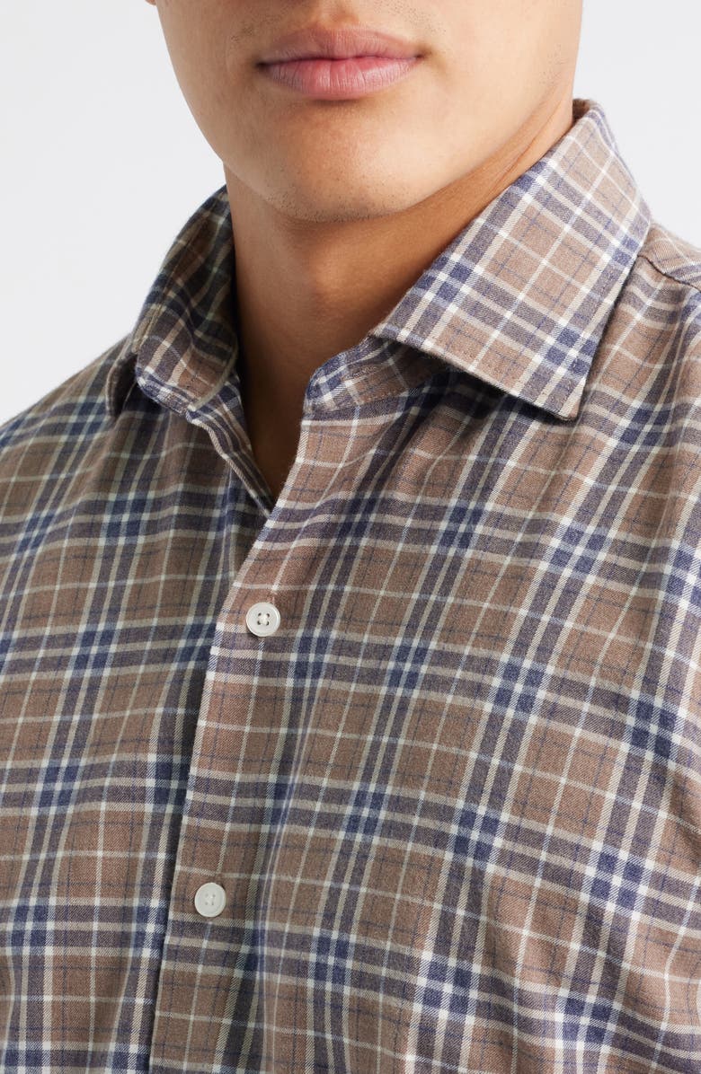 Peter Millar Big Bear Plaid Button-Up Flannel Shirt, Alternate, color, Poplar Brown