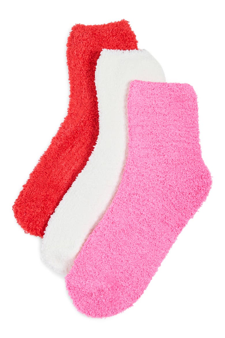 3-Pack Lounge Ankle Socks, Main, color, RED/ PINK/ WHITE
