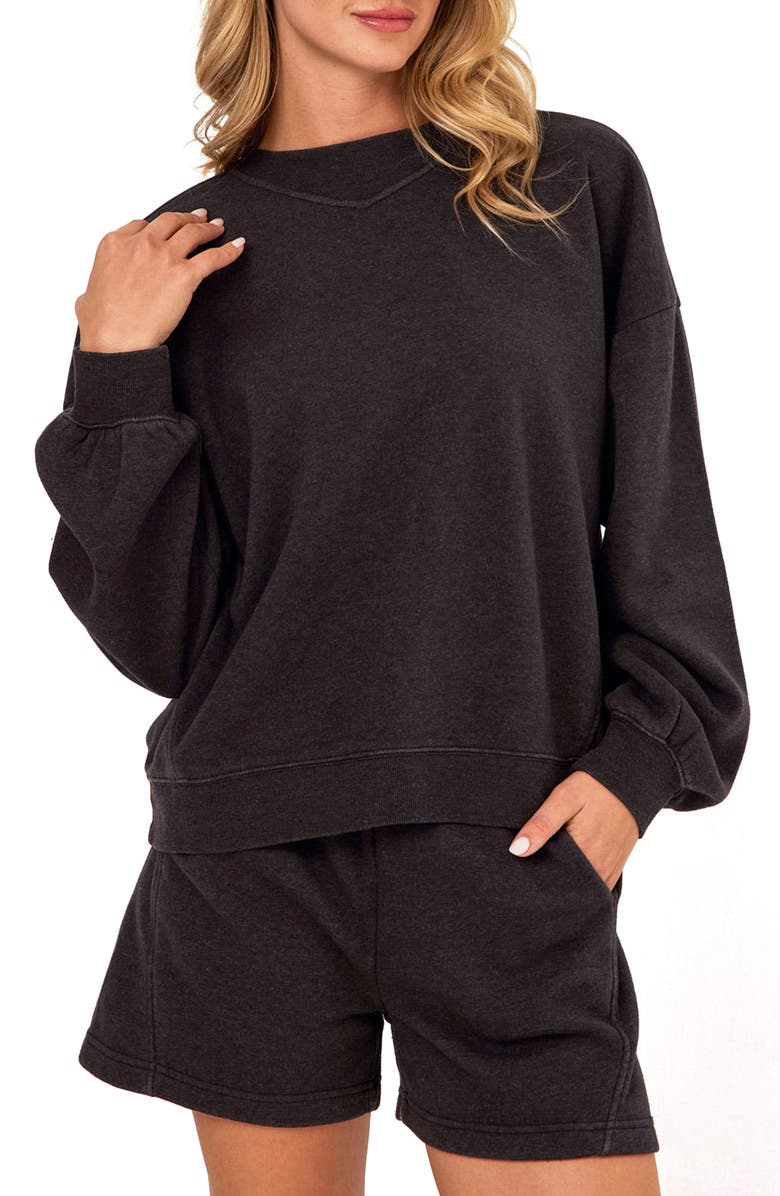 Threads 4 Thought Kaitlyn Mineral Wash Sweatshirt, Main, color, Black