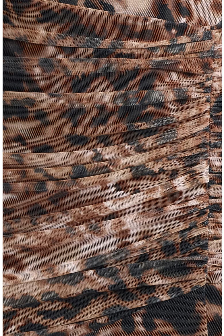 Shirred Side Midi Dress, Alternate, color, BLK BROWN