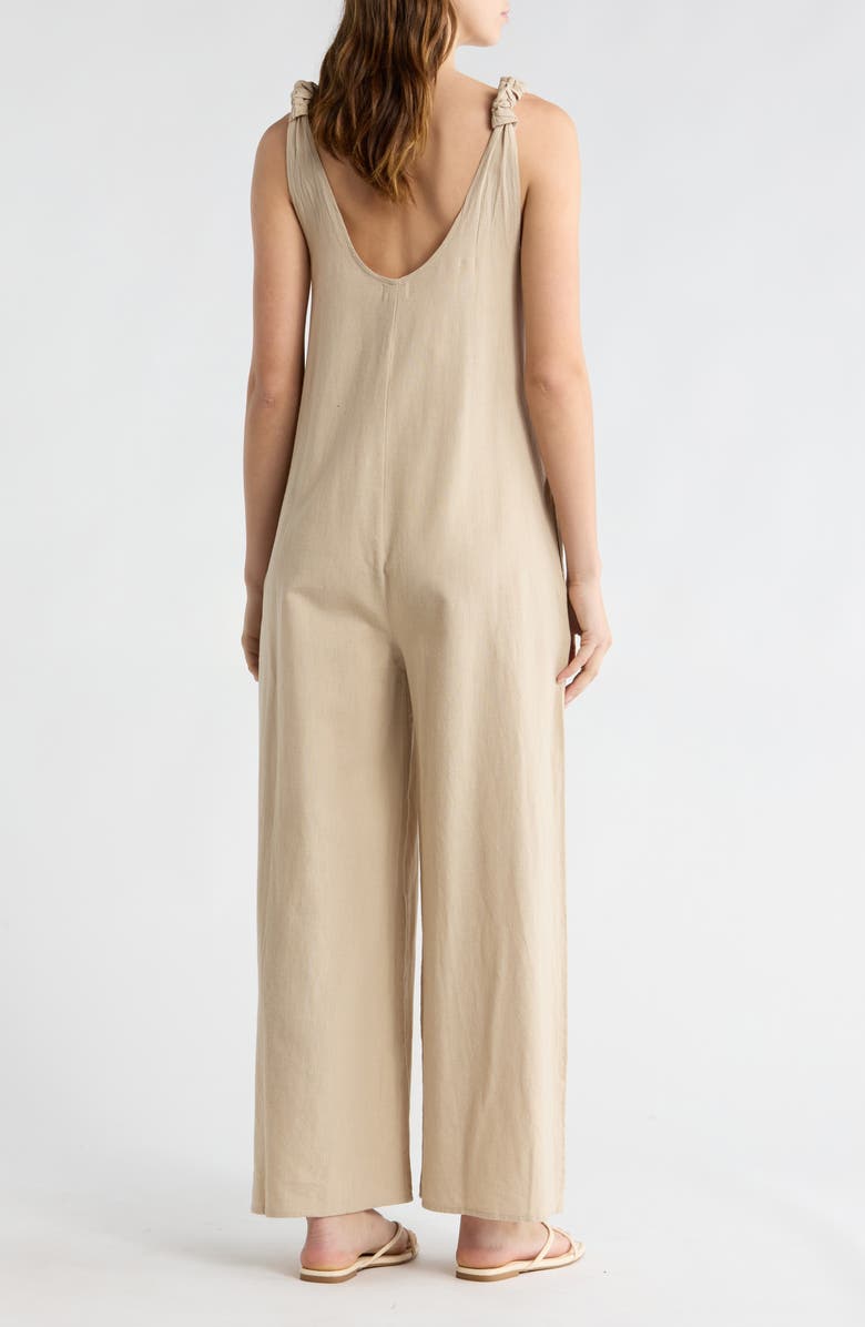 Elan Cotton & Linen Cover-Up Jumpsuit, Alternate, color, Sand
