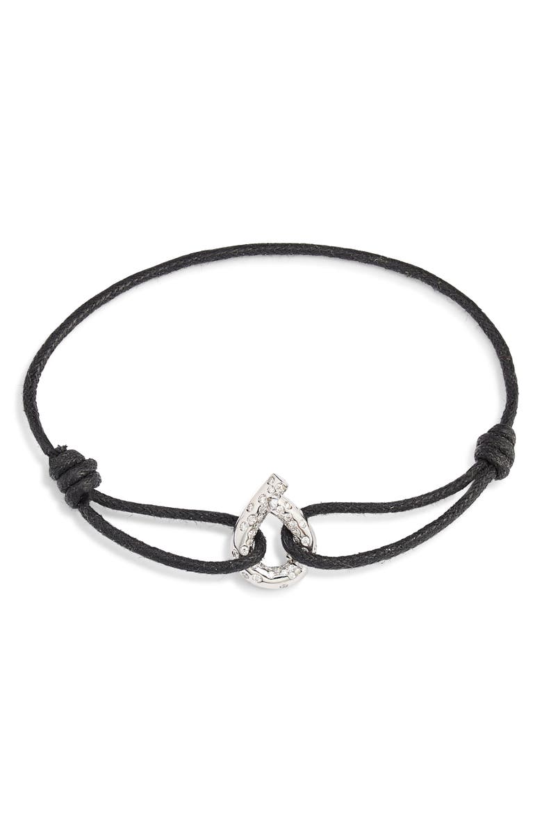 TABAYER Oera Edition Diamond Cotton Cord Bracelet, Main, color, White Gold