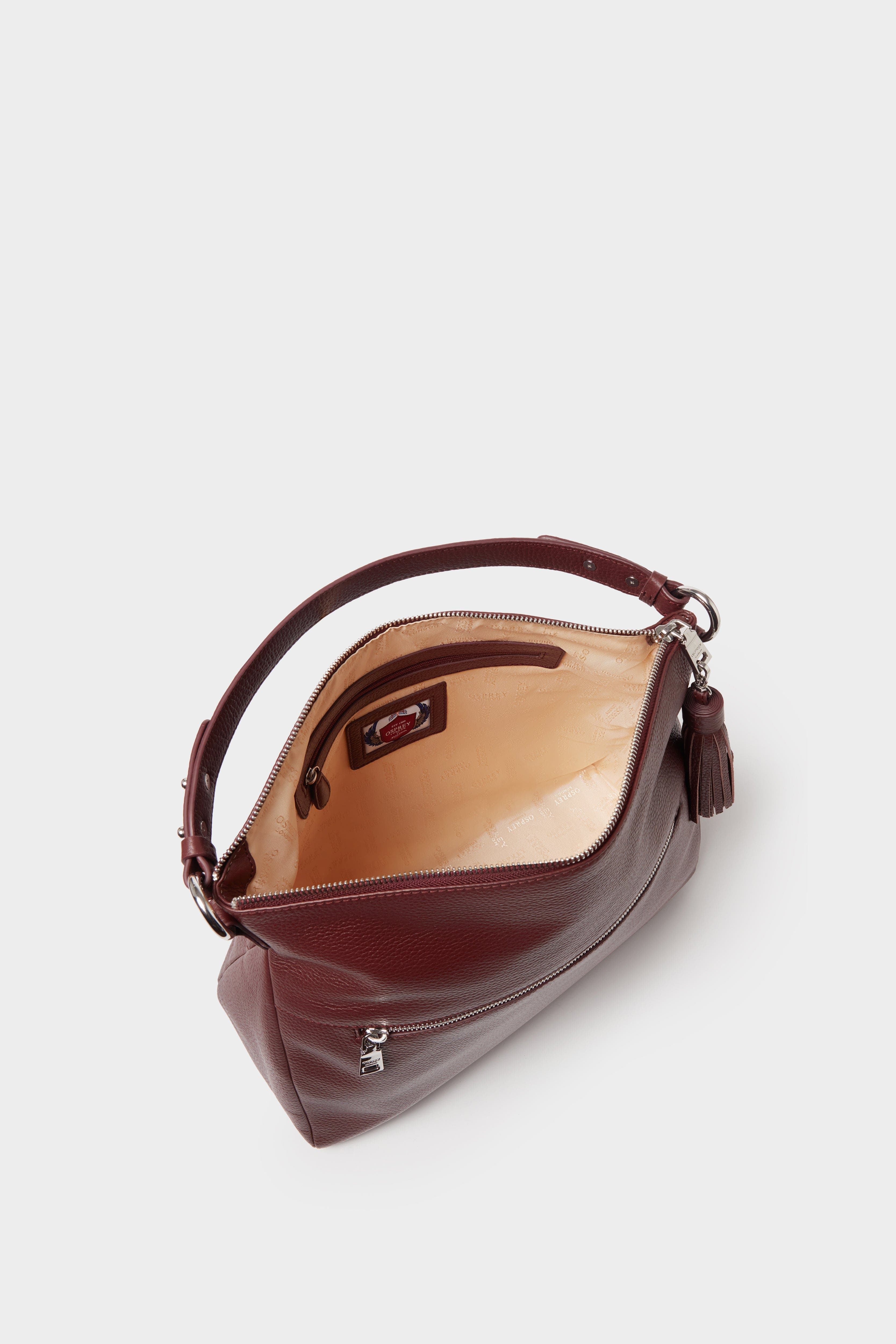 The Stella Leather Hobo Bag, Alternate, color, Merlot
