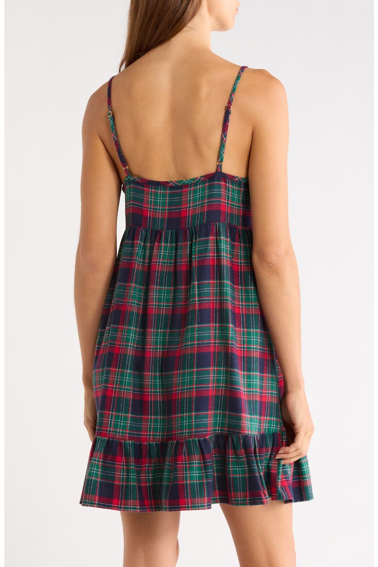 Cozy Short Flannel Nightgown, Alternate, color, NAVY- RED DAVIA PLAID