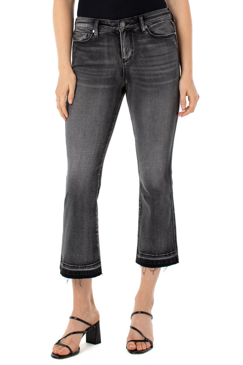 High Waist Raw Released Hem Kick Flare Crop Jeans, Main, color, SHADOWS