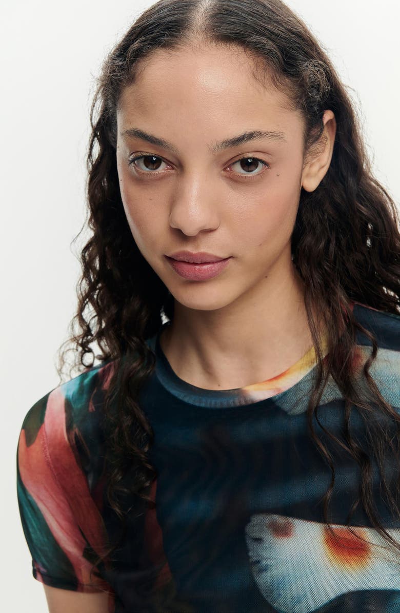 Desigual Lacroix Print T-Shirt, Alternate, color, Blue Multi