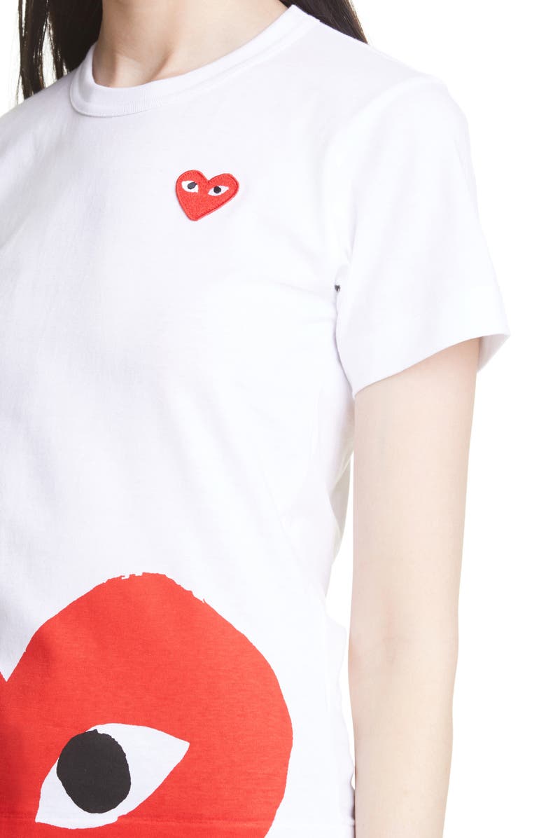 Comme des Garçons PLAY Peek Heart Graphic Tee, Alternate, color,