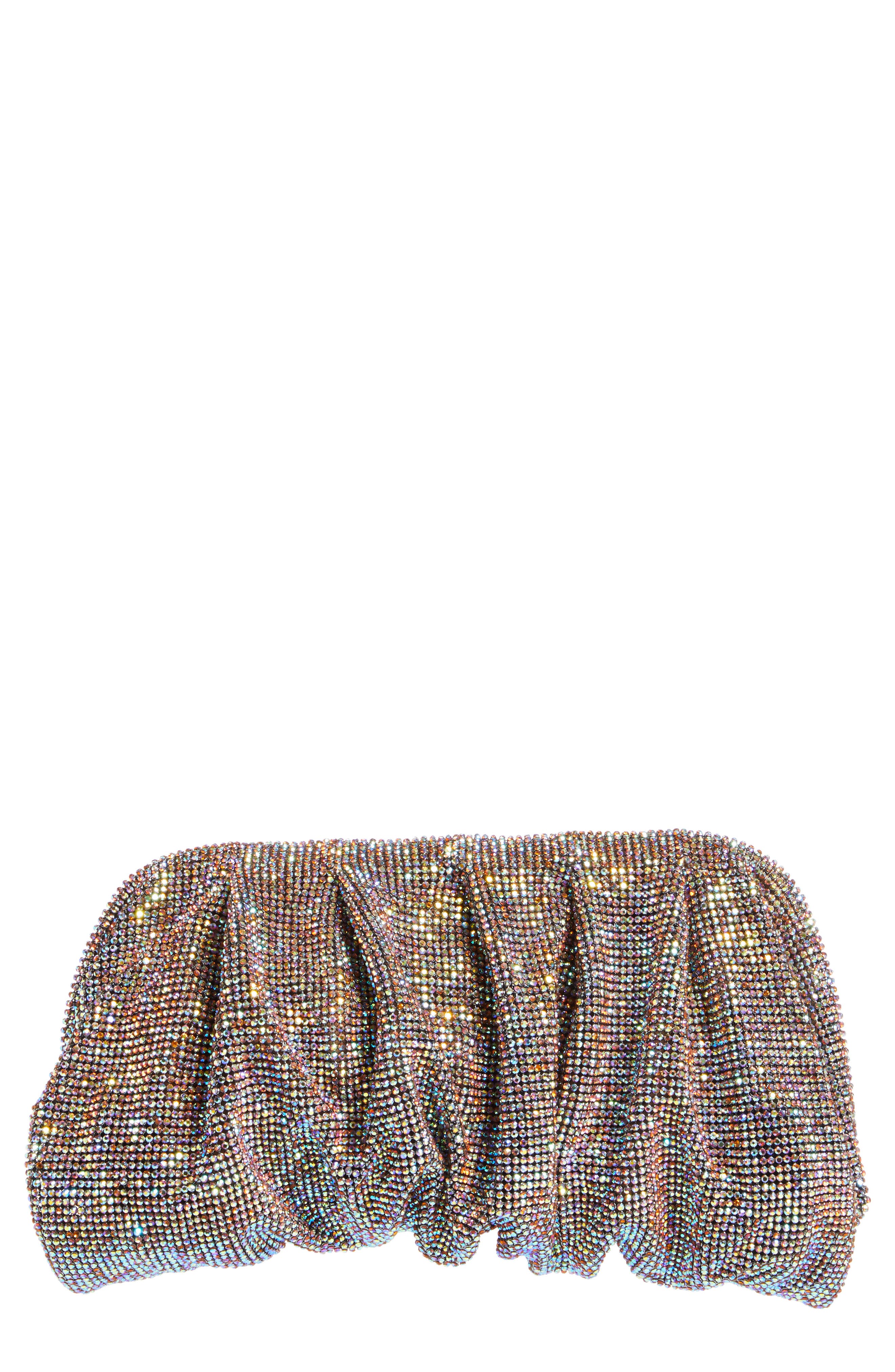 Benedetta Bruzziches La Grande Crystal Mesh Clutch, Main, color, 