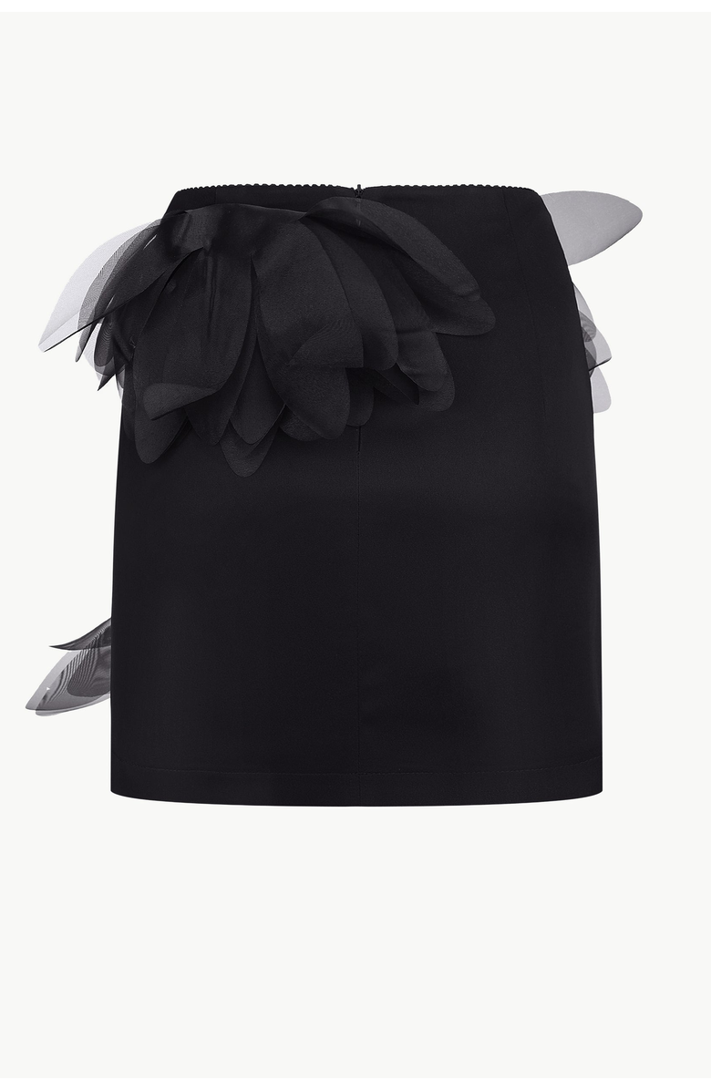 Malva Florea Fitted Floral-Appliqu Mini Skirt, Alternate, color, Black