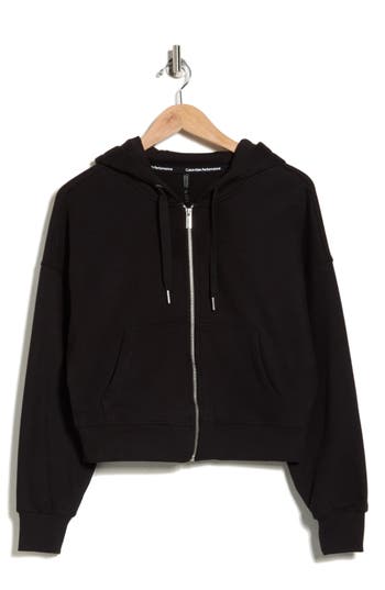 Calvin Klein Performance Fleece Full Zip Hoodie In Black