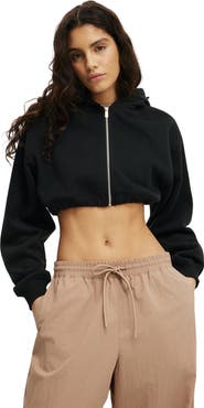 COTTON ON BODY Women's Active Plush Micro Cropped Zip Through