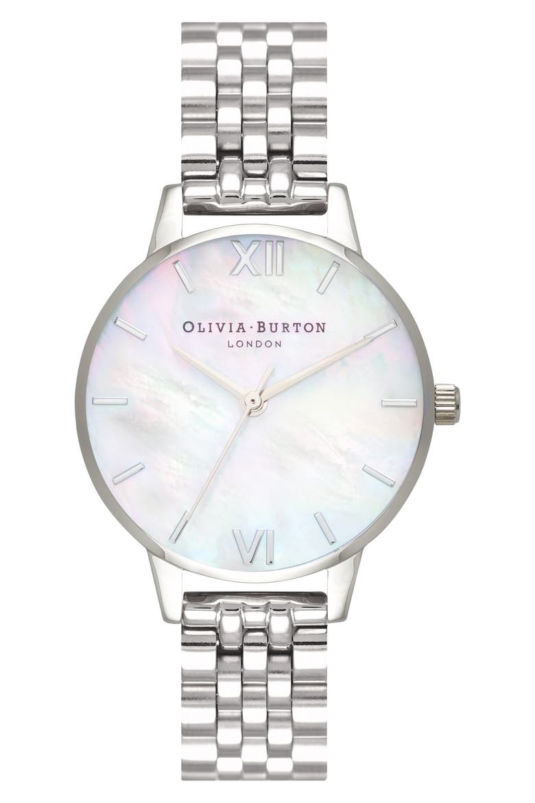 Mother-of-Pearl Bracelet Watch, 30mm, Main, color, SILVER/ MOP/ SILVER