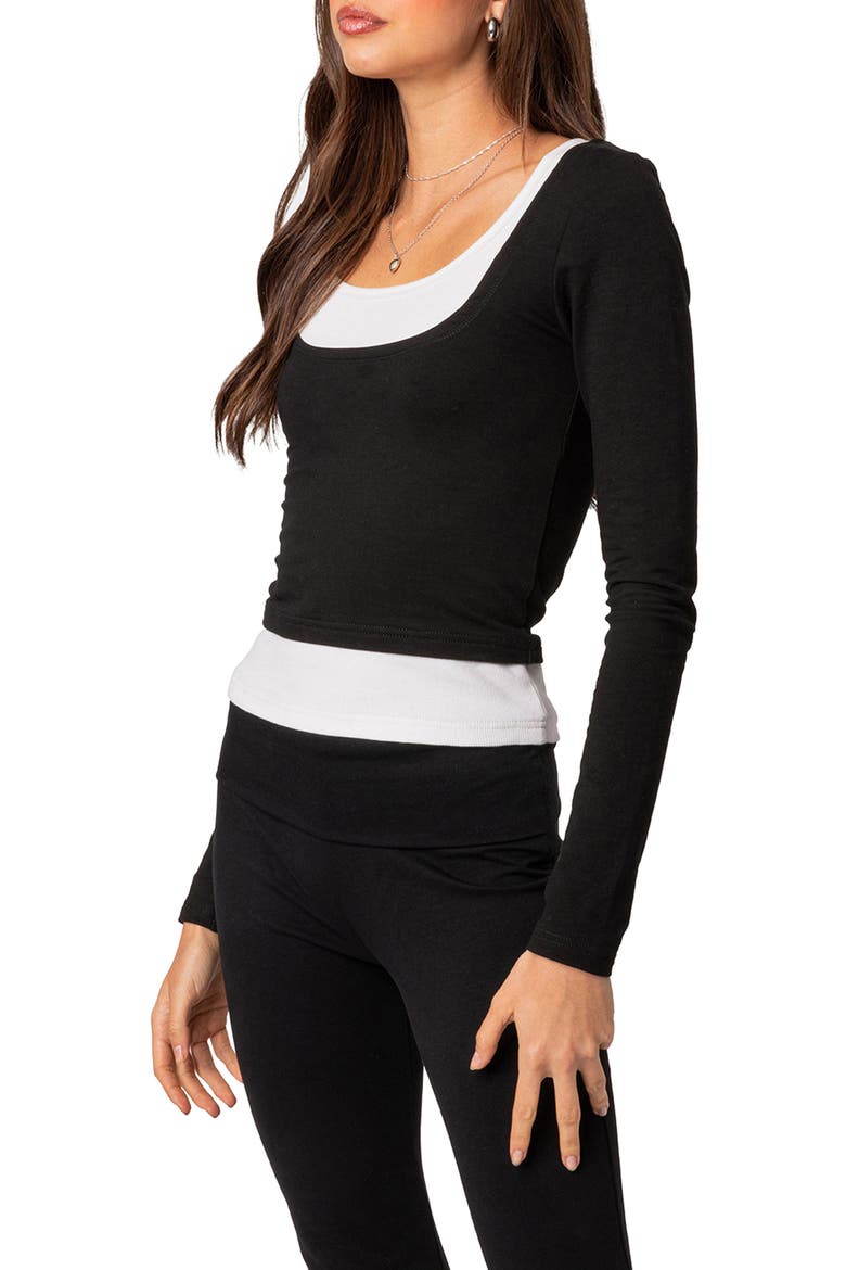 Harriet Layered Long Sleeve Top, Alternate, color, BLACK-AND-WHITE