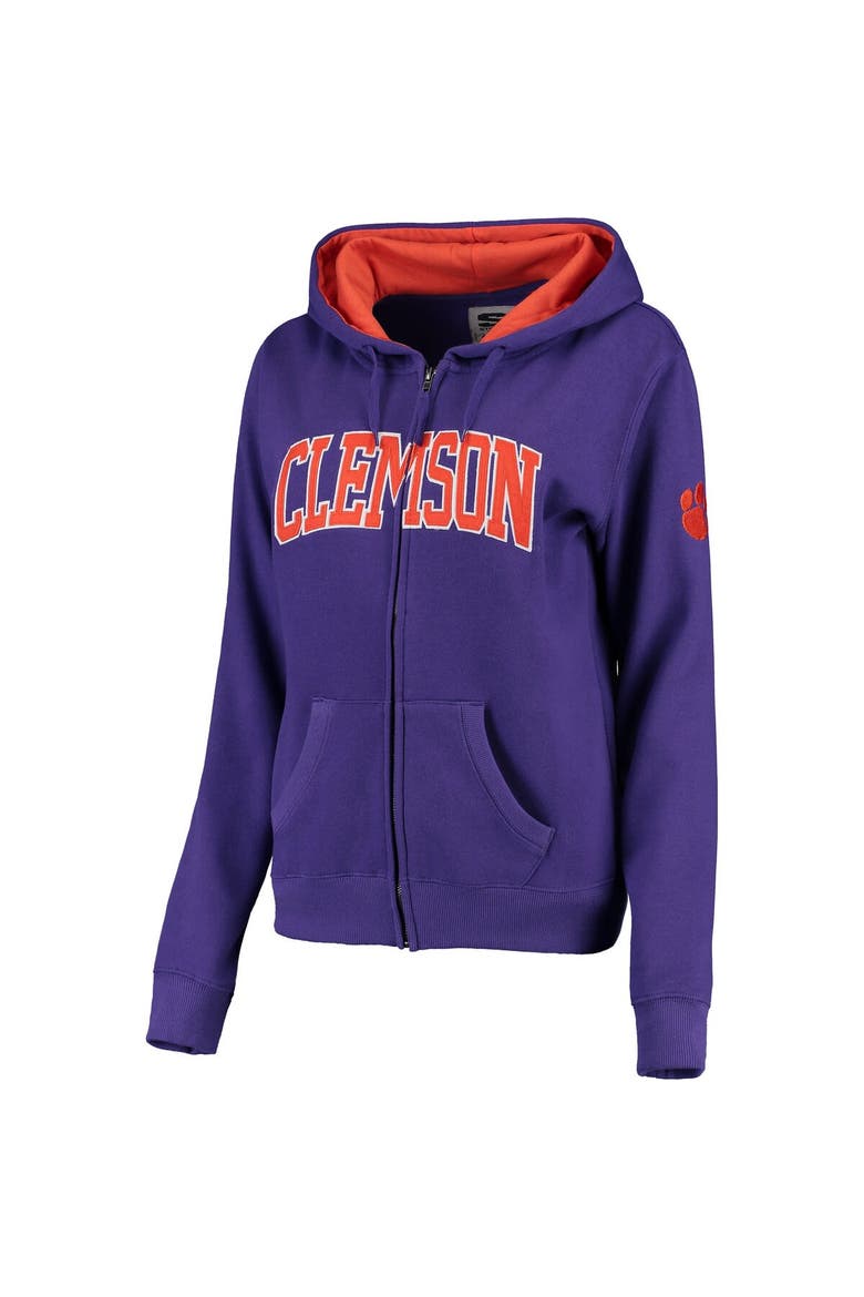 Women's Purple Clemson Tigers Arched Name Full-Zip Hoodie, Main, color, Purple