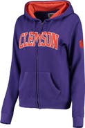 COLOSSEUM Women's Purple Clemson Tigers Arched Name Full-Zip Hoodie
