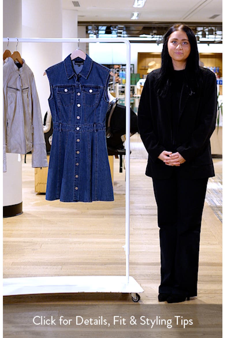 Cotton Blend Denim Mini Shirtdress video
