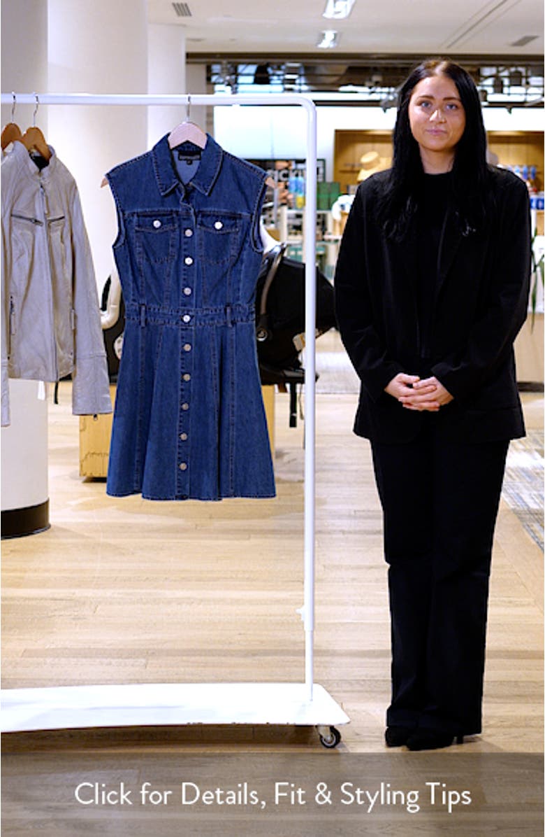 Cotton Blend Denim Mini Shirtdress, sales video thumbnail