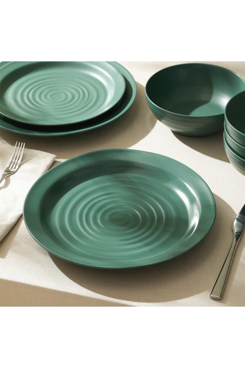 Orbit Stoneware 4-Piece Dinner Plate Set, Alternate, color, Green