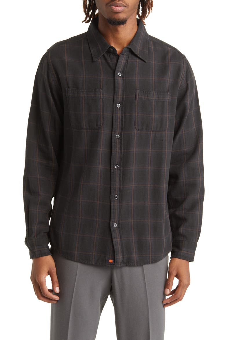Jackson Plaid Cotton Button-Up Shirt, Main, color, CHARCOAL PLAID