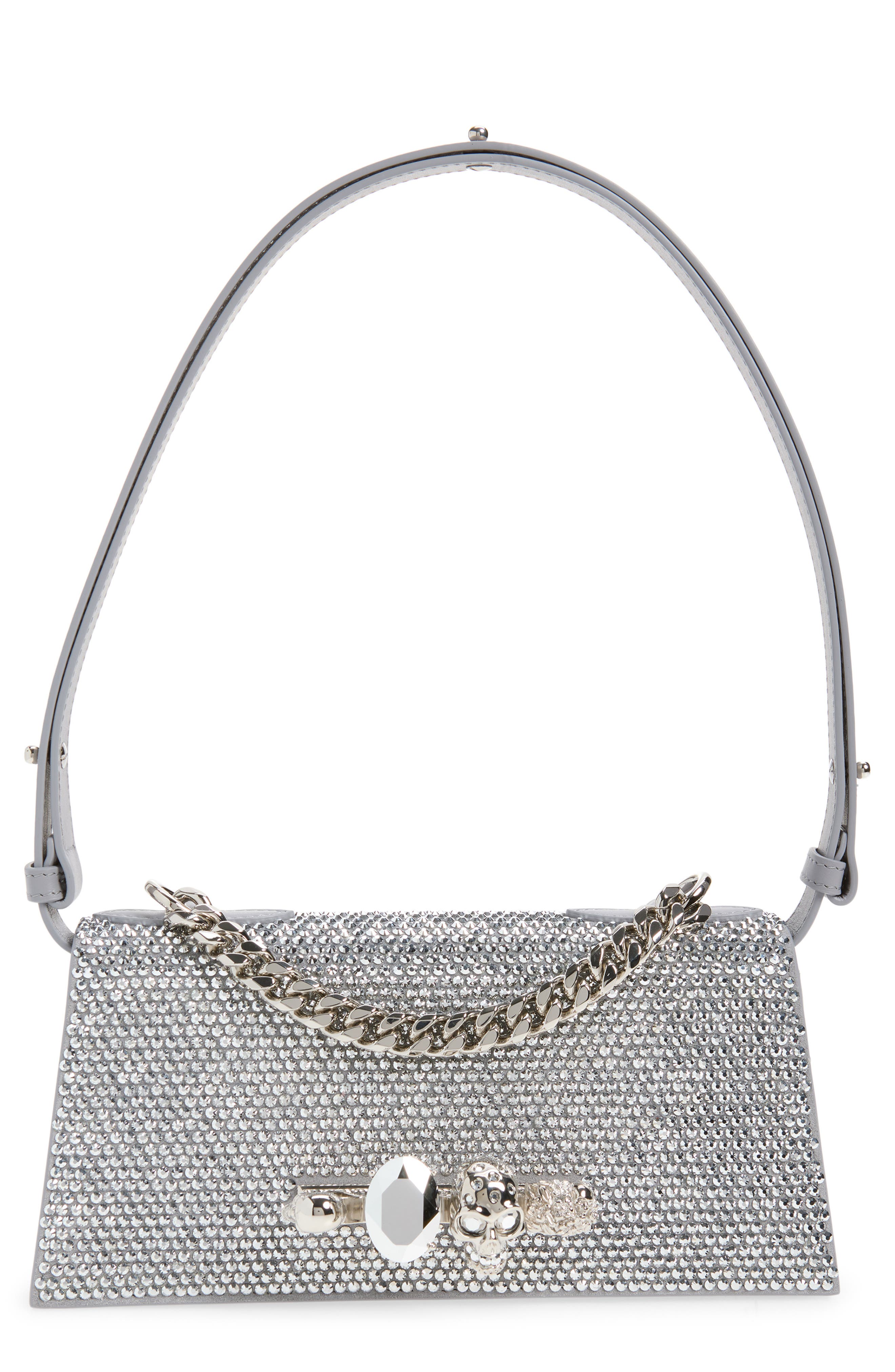 McQueen Mini Jeweled Shoulder Bag, Main, color, Lead