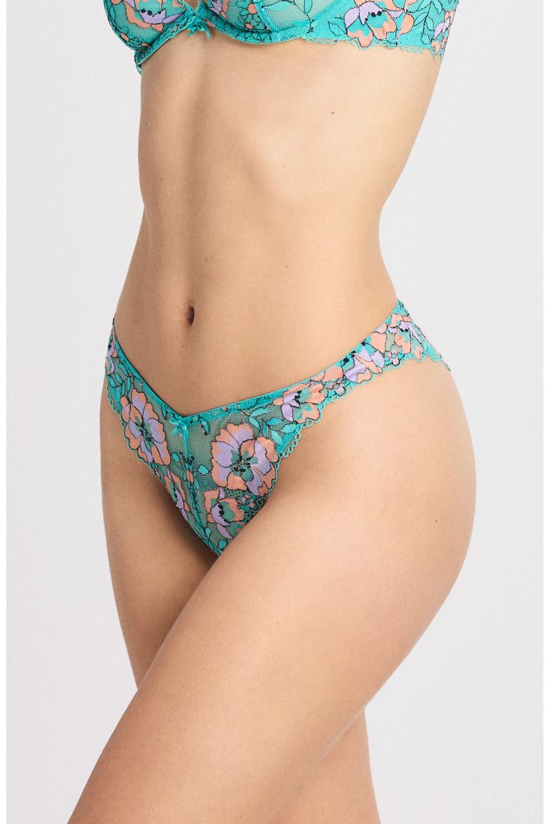 Floral Trip Lace Brazilian Panties, Alternate, color, TEAL THUNDER
