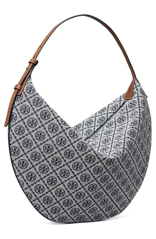 Tory Burch T Monogram Canvas Balloon Shoulder Bag In Tory Navy