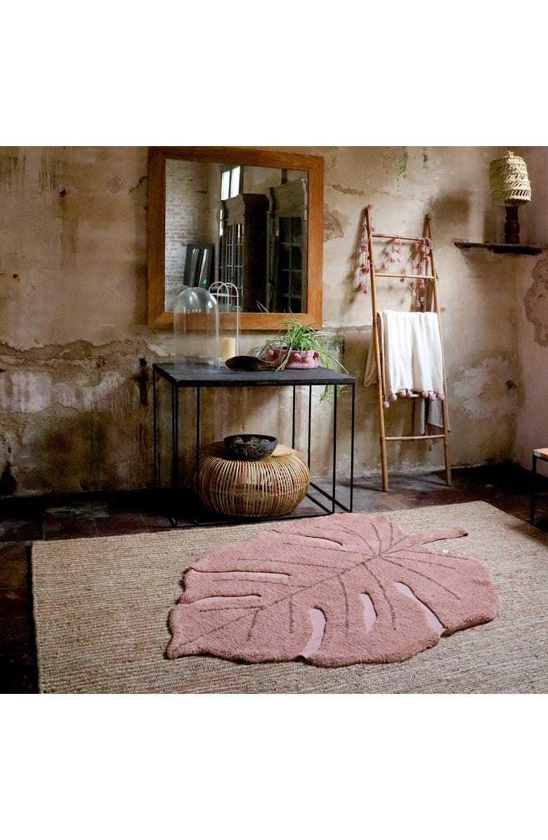 Lorena Canals Washable Rug Monstera, Alternate, color, Pink