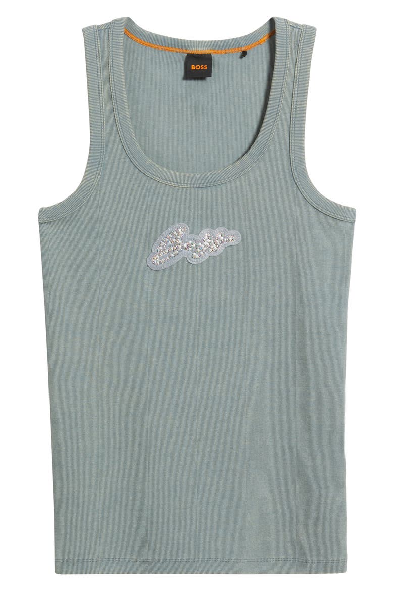 Embellished Cotton Graphic Tank, Alternate, color, TURQ/AQUA