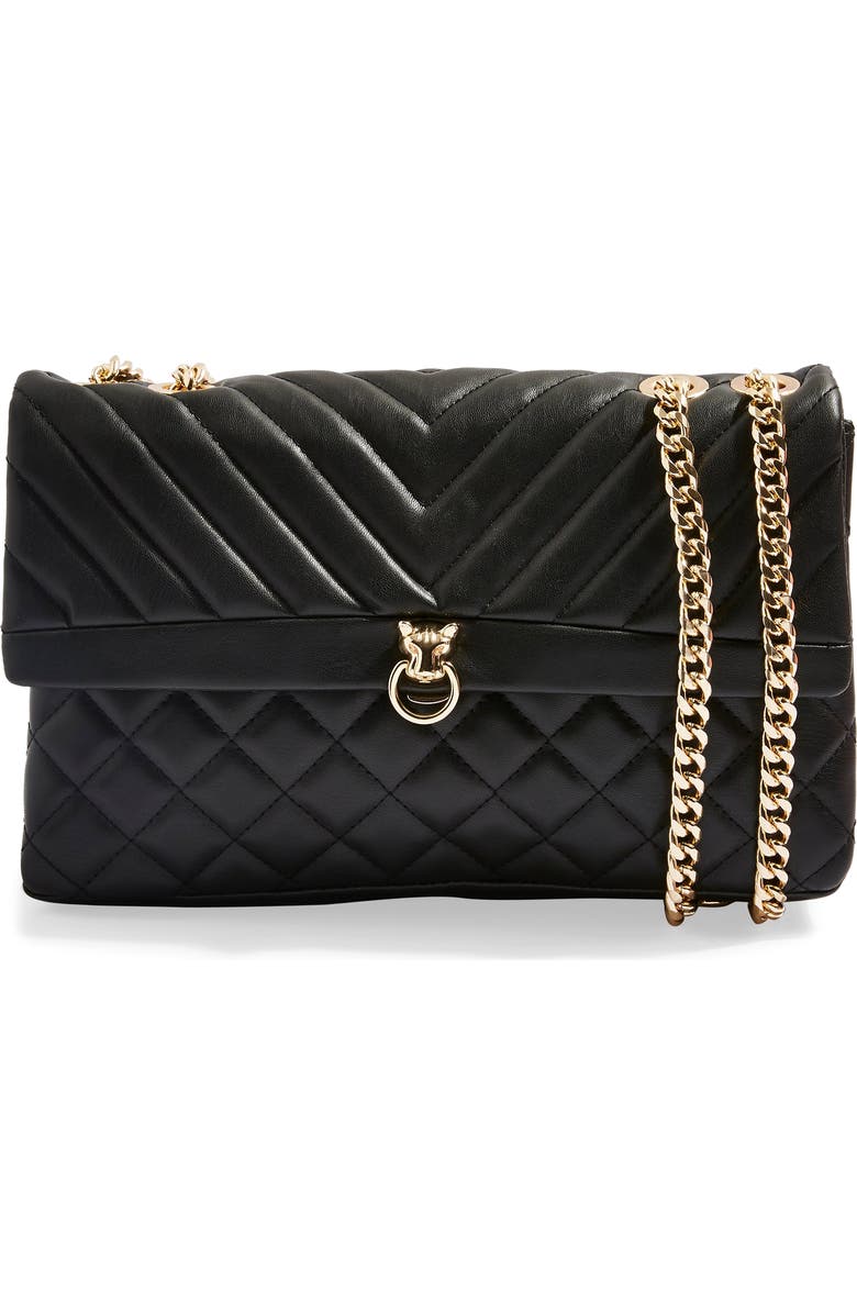 Topshop Panther Quilted Faux Leather Shoulder Bag, Alternate, color,