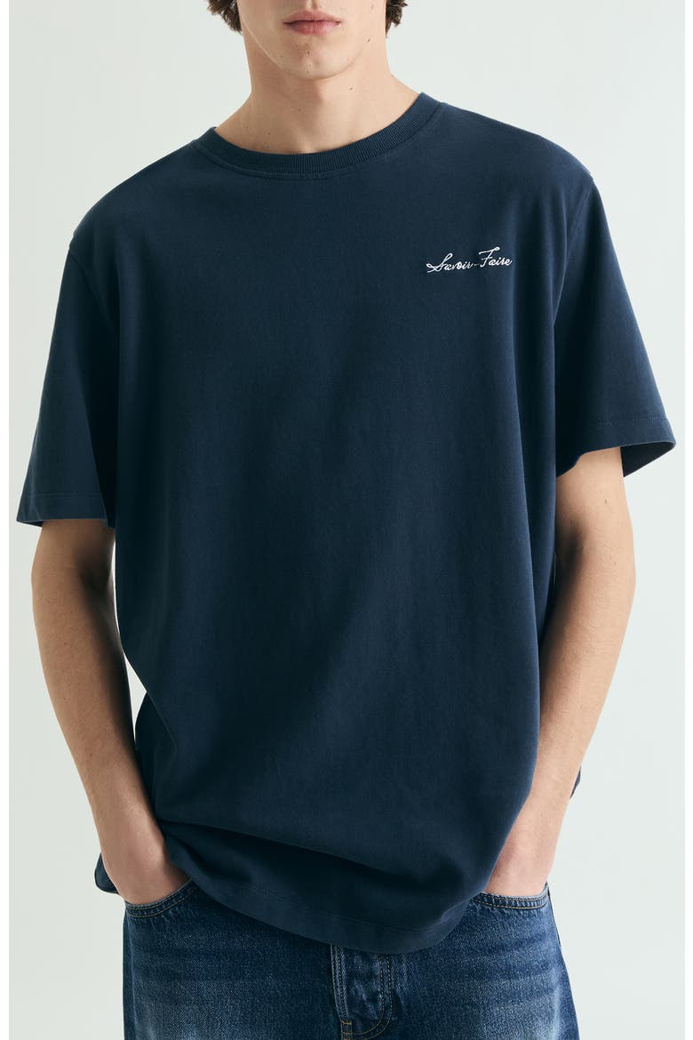 Contrasting Embroidered T-Shirt Relaxed, Main, color, Navy