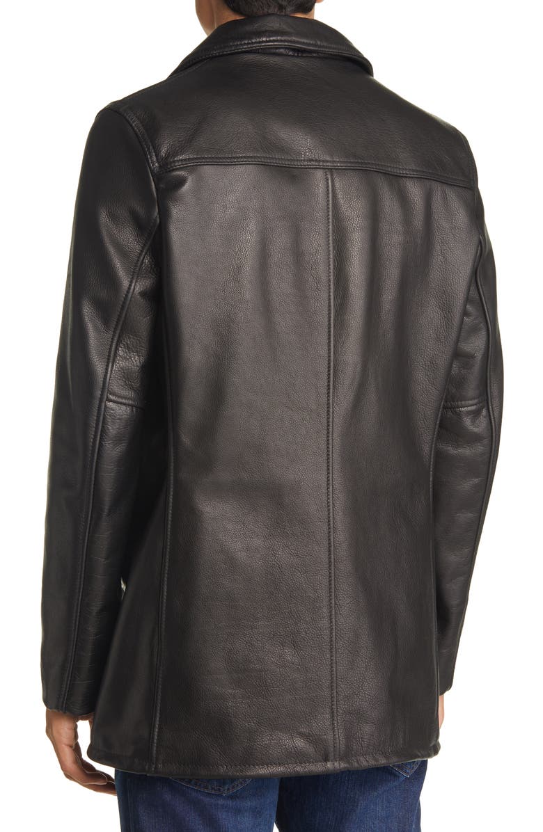 Schott NYC Cowhide Leather Car Coat, Alternate, color, 