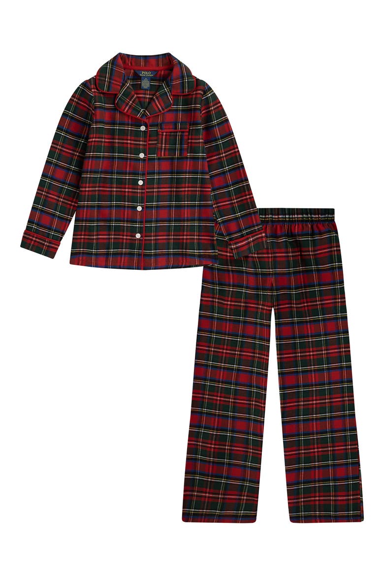 Kids' Plaid Button-Up Pajamas, Main, color, POLO RED STEWART