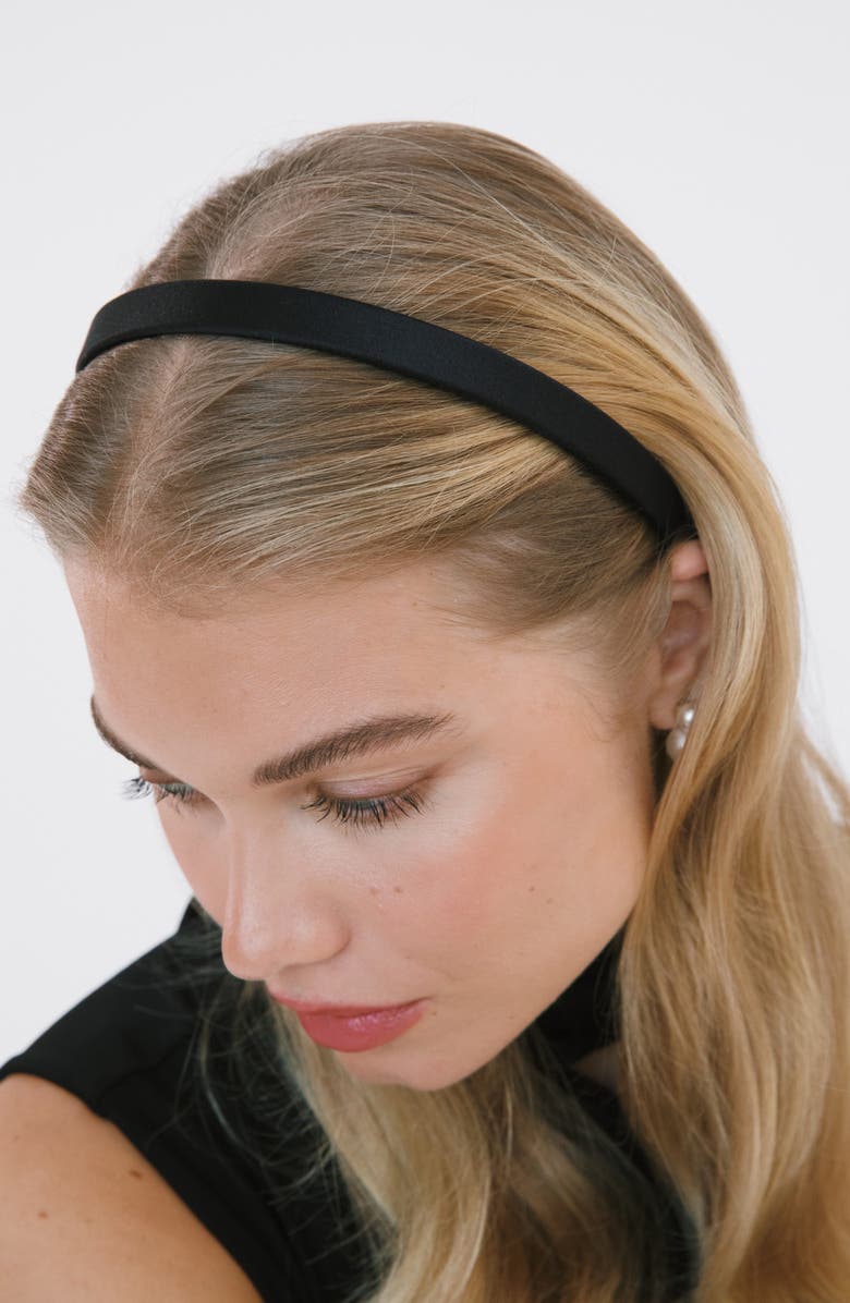 Jennifer Behr Lucy Satin Headband, Alternate, color, Black