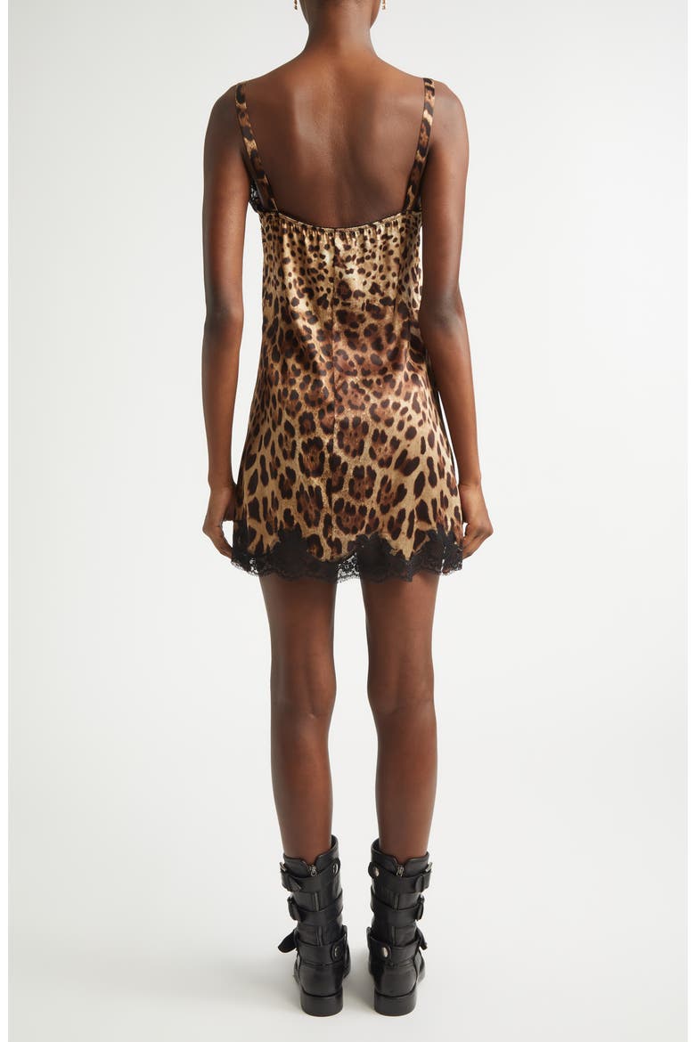 Leopard Print Stretch Satin & Lace Slipdress, Alternate, color, LEO NEW