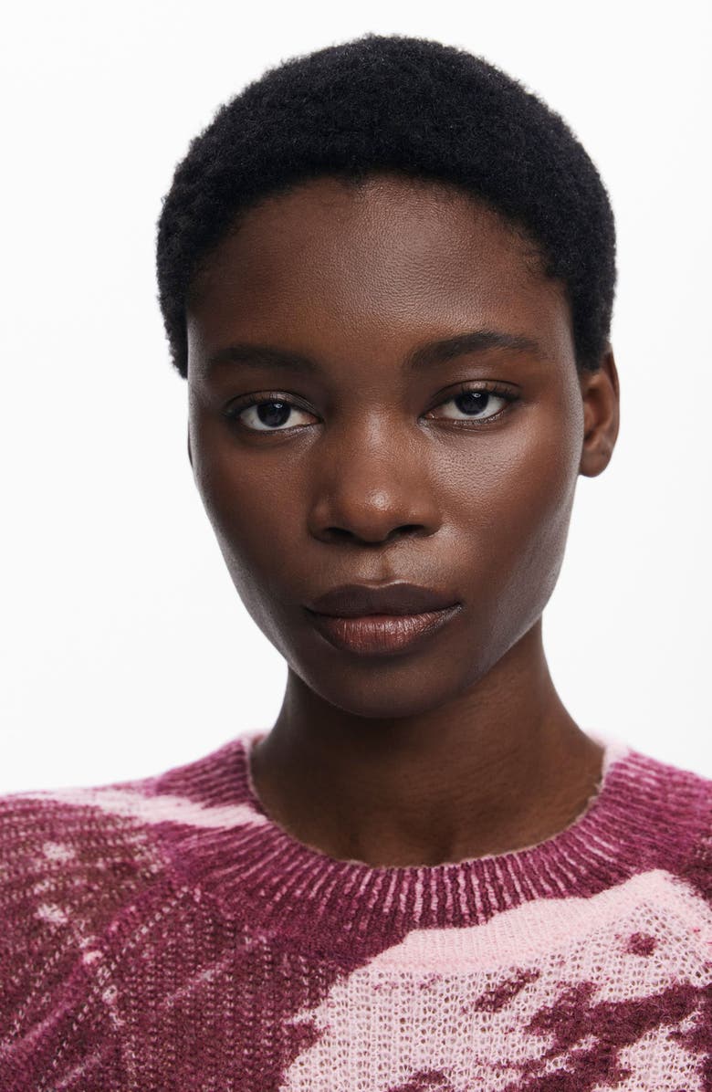 Desigual Abstract Print Crewneck Sweater, Alternate, color, Dark Purple