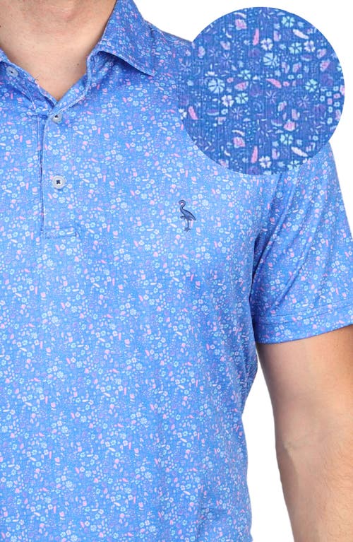 Tailorbyrd Abstract Floral Print Performance Polo In Blue