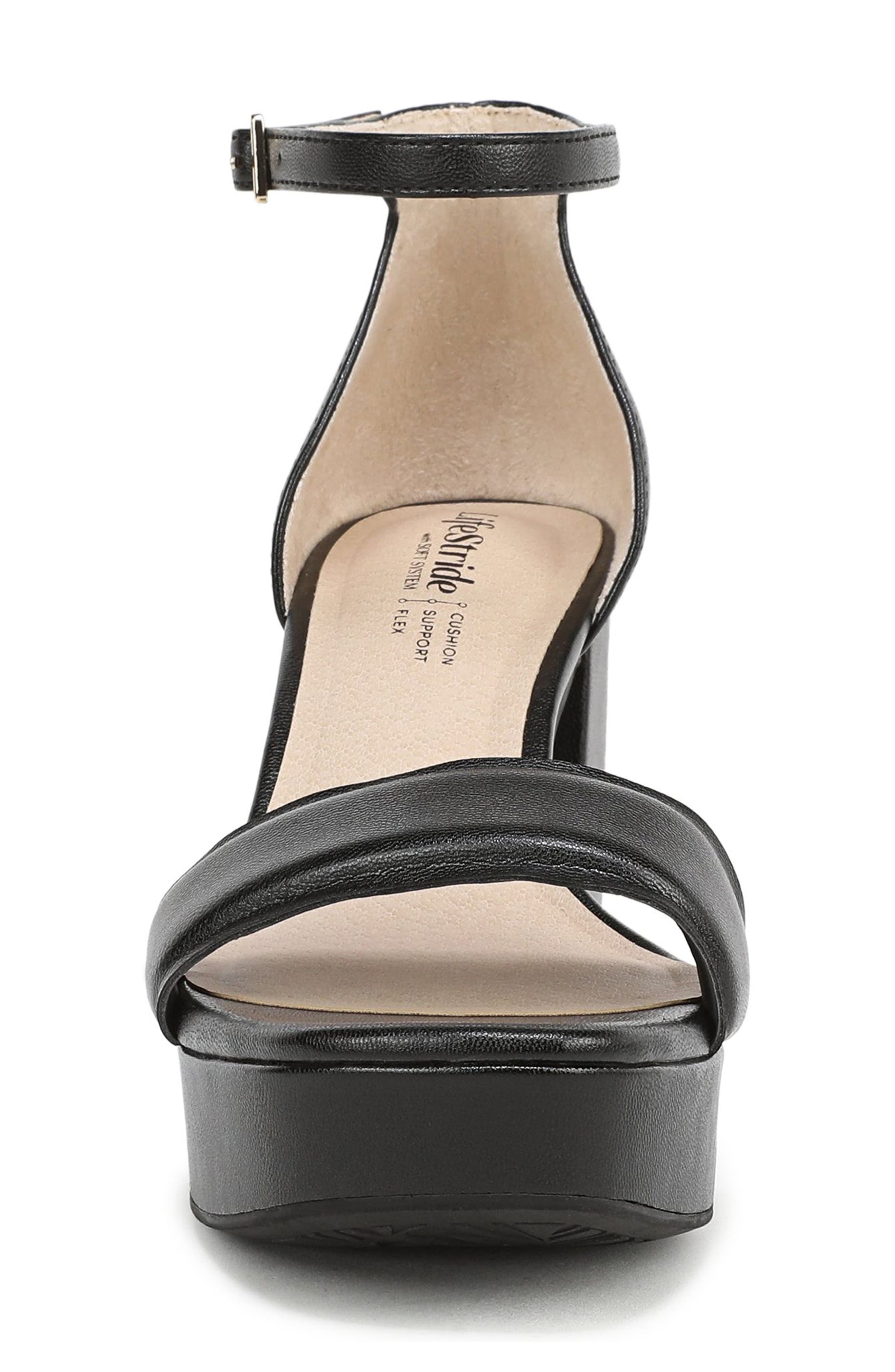 LifeStride Ashland Ankle Strap Platform Sandal, Alternate, color, Black