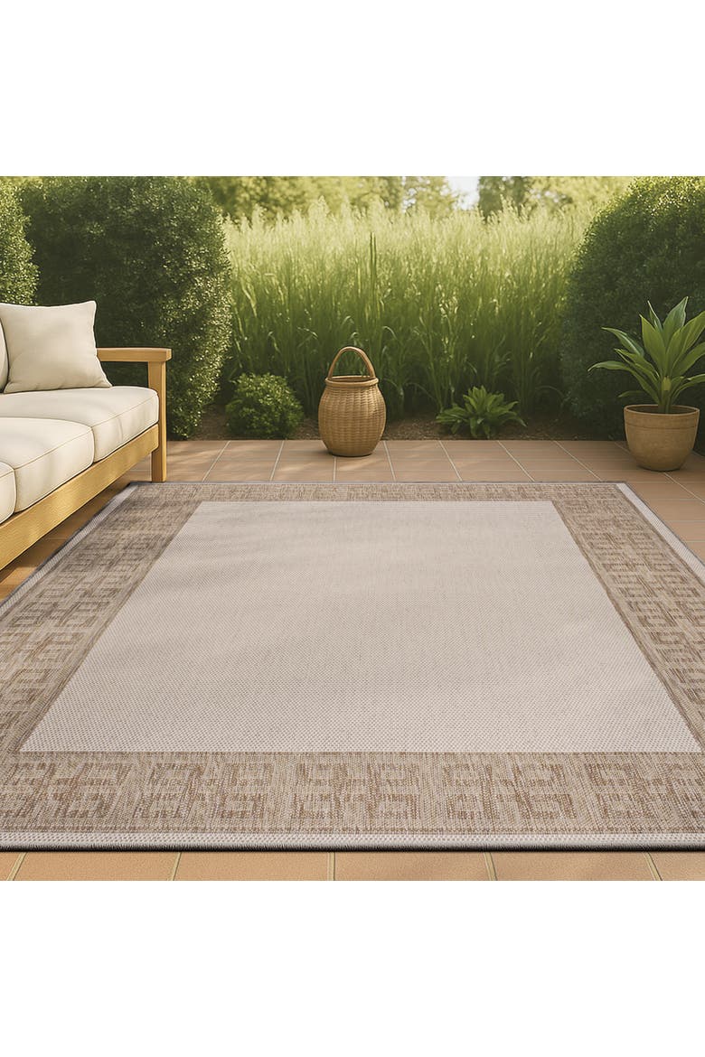 Athena Classic Geometric Border Indoor/Outdoor Area Rug, Alternate, color, Cream/Beige