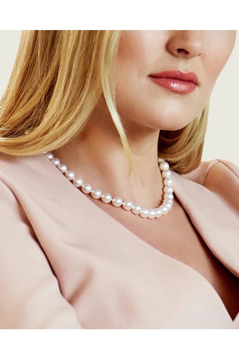 9.5-10mm Japanese Akoya White Pearl Necklace - AAA Quality, Alternate, color, White Gold Clasp