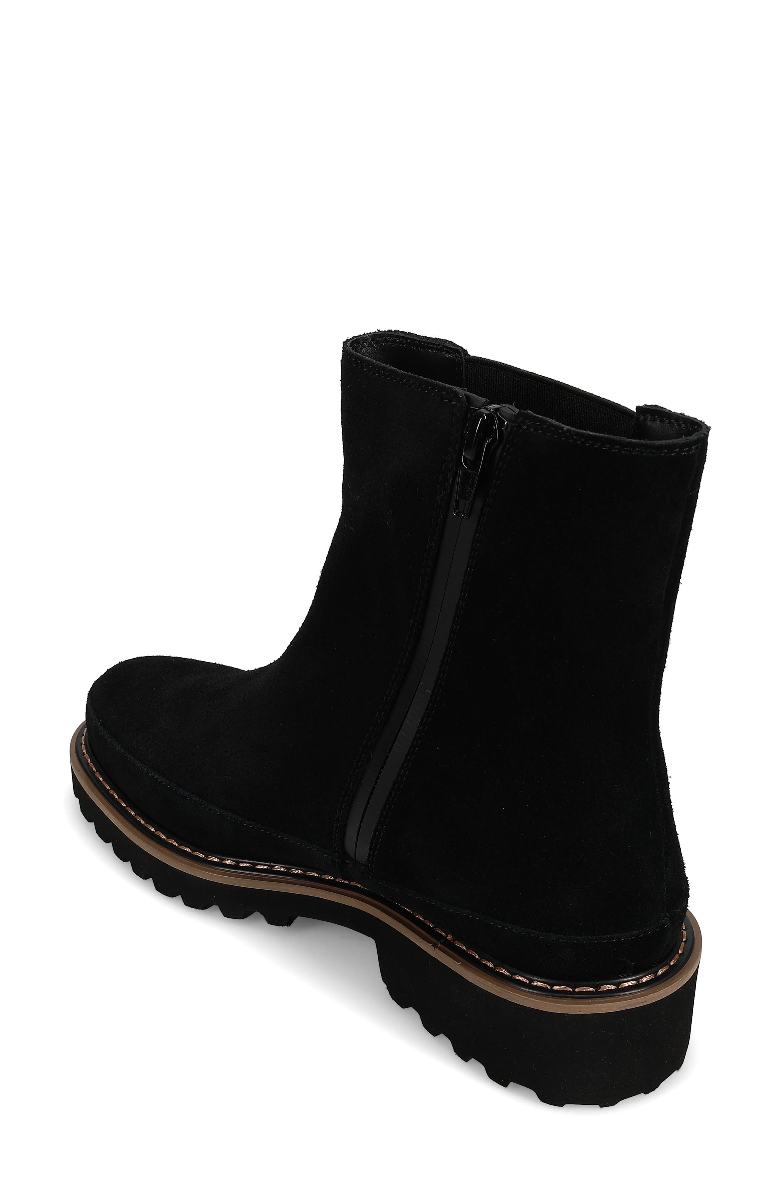 Zelda Waterproof Leather Bootie, Alternate, color, BLACK