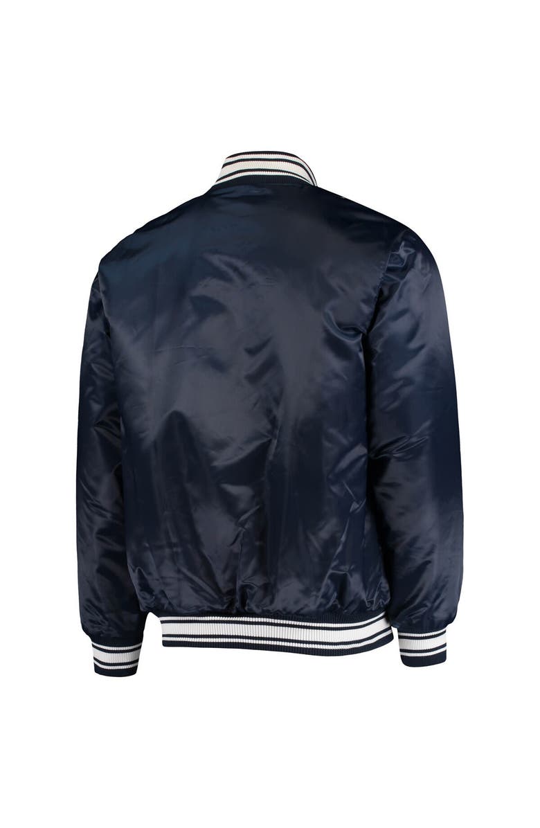 STARTER Men's Starter Navy Houston Texans Locker Room Satin Varsity Full-Snap Jacket, Alternate, color,