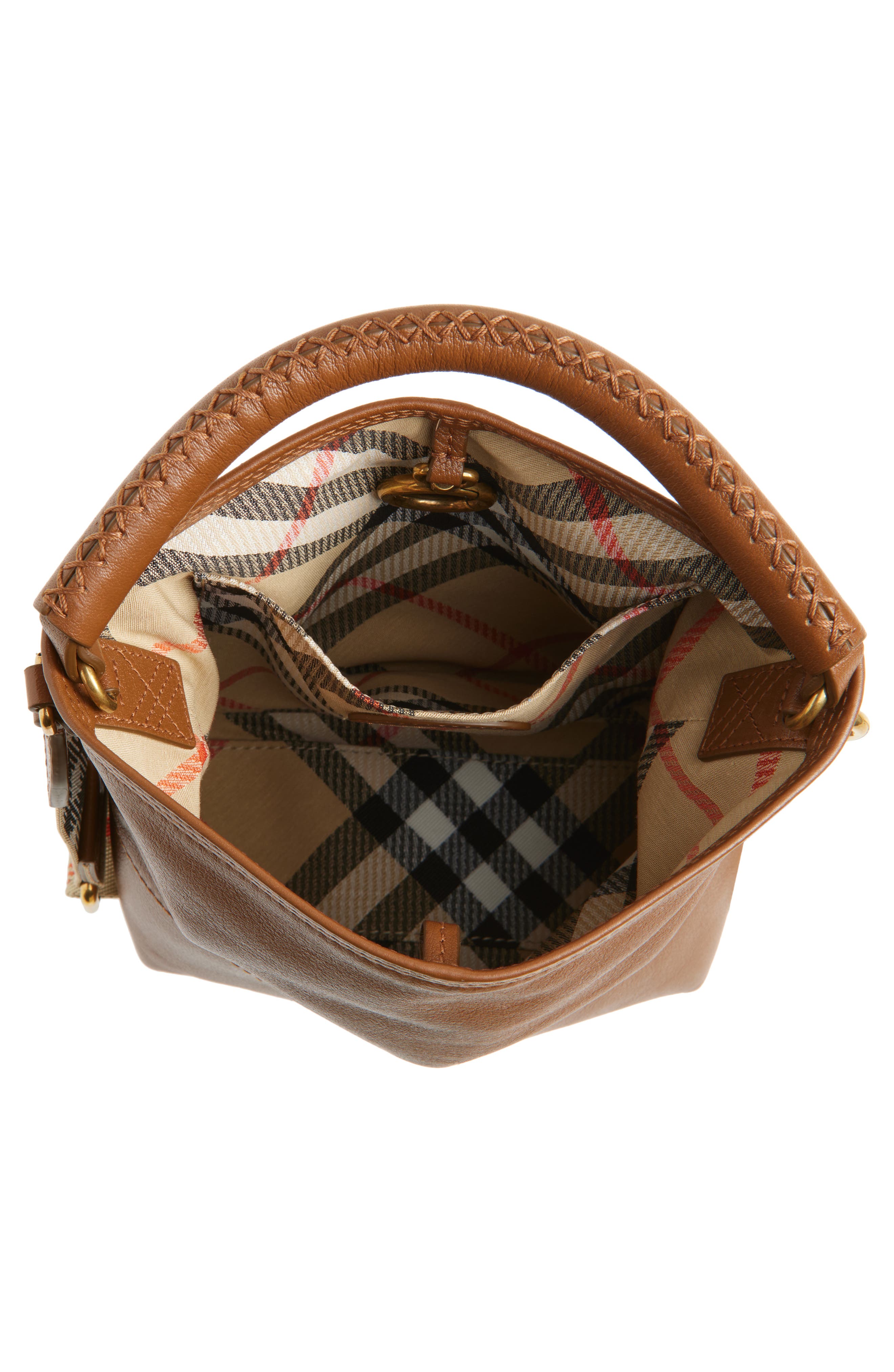 Burberry Mini B Clip Leather Bucket Bag, Alternate, color, Hazel