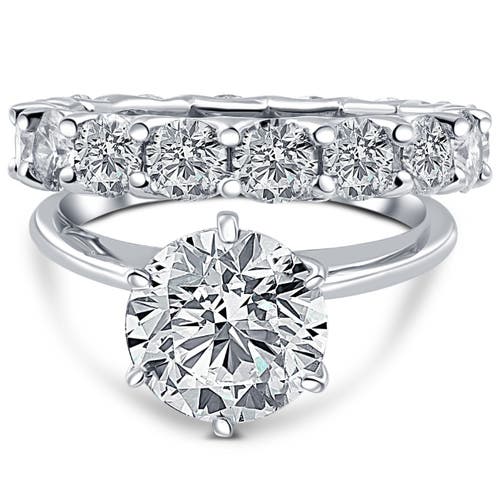Bliss Diamond Certified 7ct Diamond Engagement Eternity Wedding Ring Lab Grown Gold In 14k White Gold