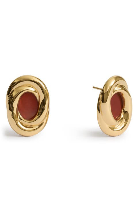 Ochre Gemstone Stud Earrings