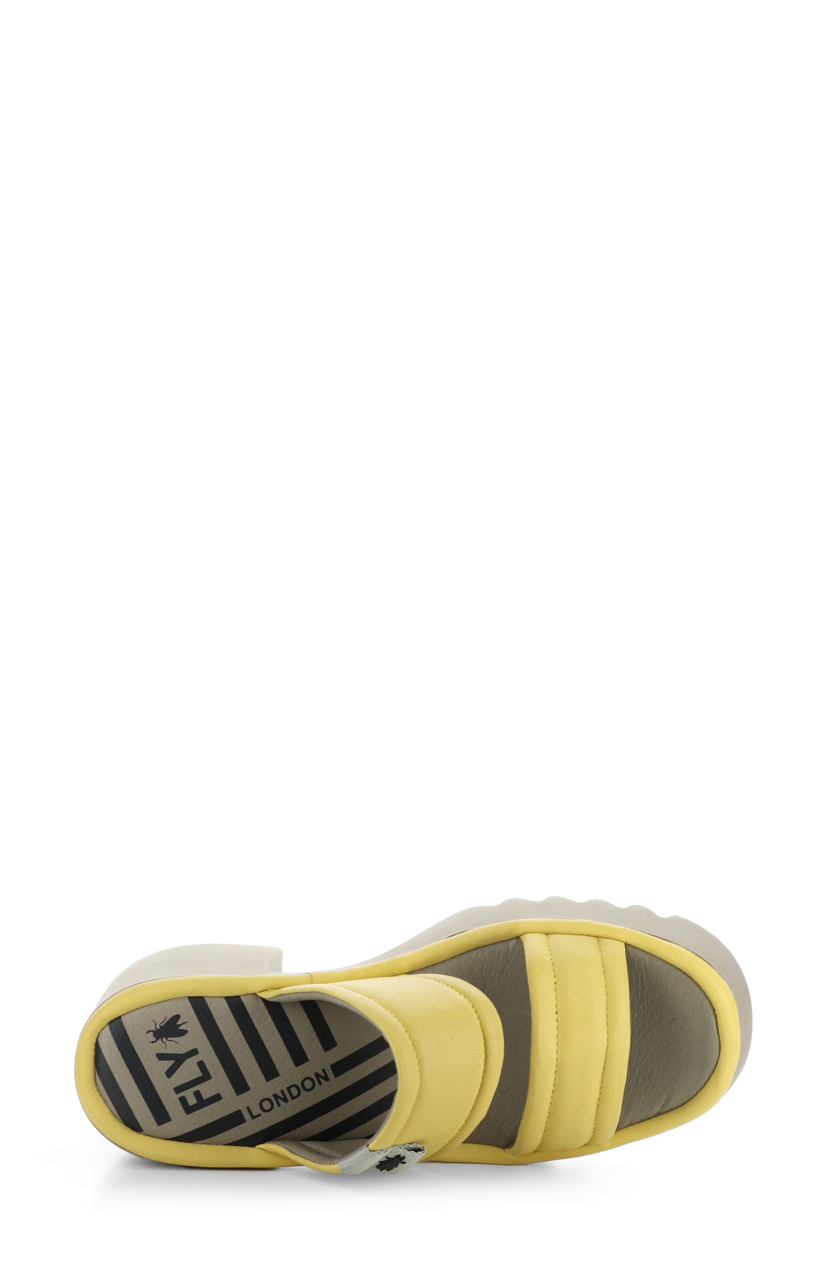 Fly London Mava Block Heel Platform Slide Sandal, Alternate, color, 002 Yellow Ceralin