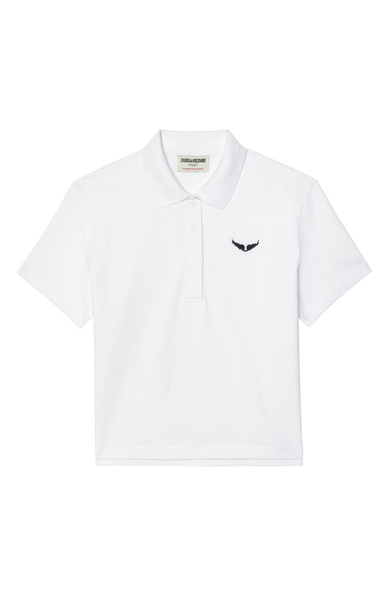 Zadig & Voltaire Mirta Wings Crop Cotton Polo Shirt, Alternate, color, White