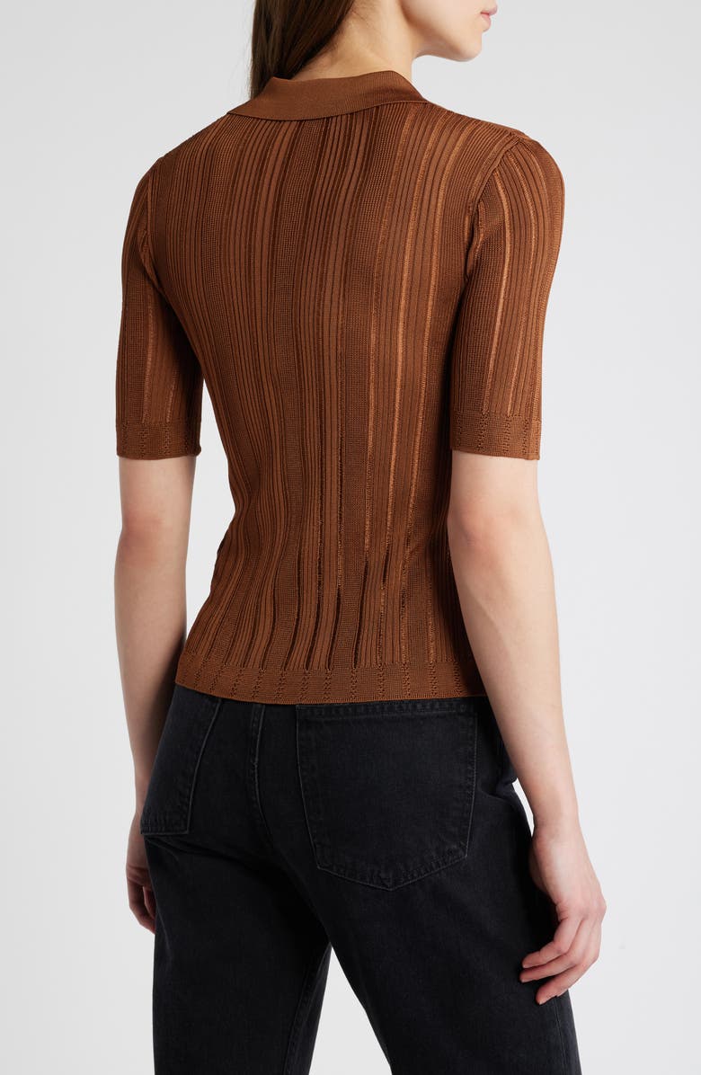 FRAME Laddered Ribbed Short Sleeve Henley, Alternate, color, Light Camel