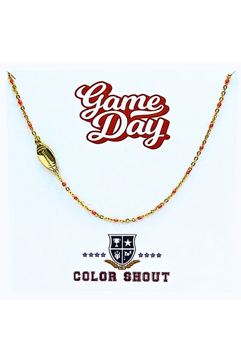 Game Day Side Set Football Necklace with Enamel Beads, Main, color, Crimson Red