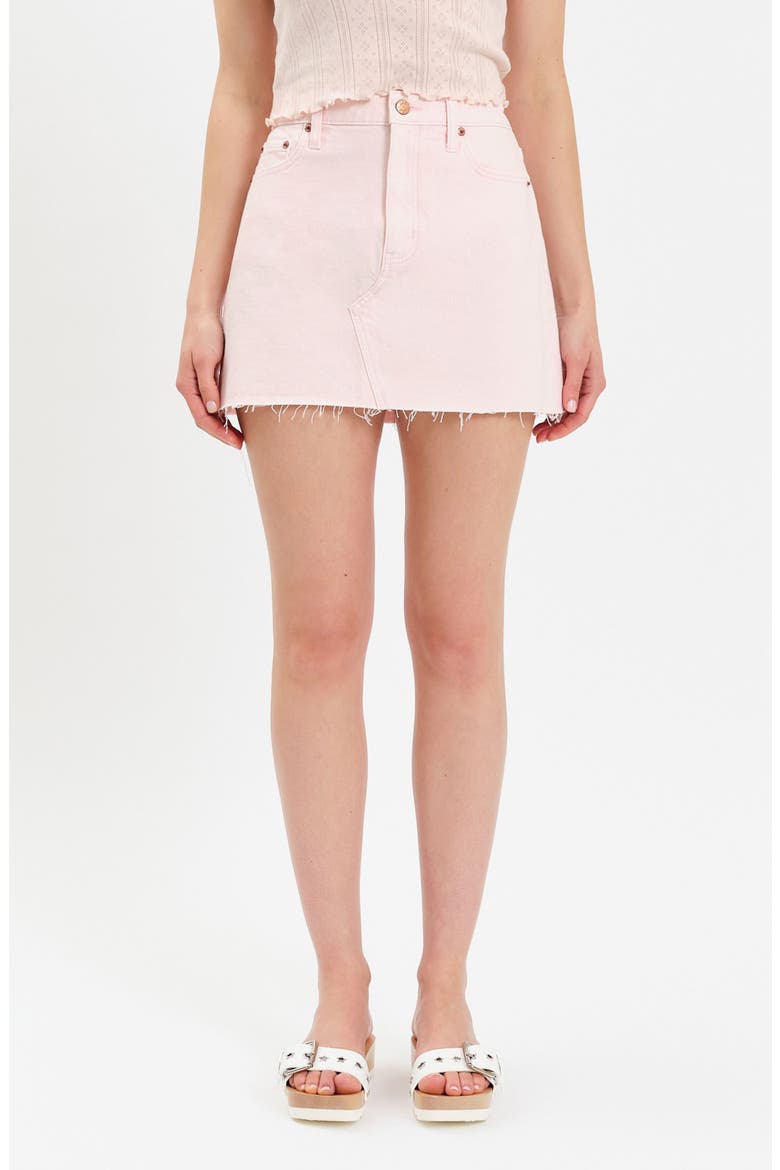 Malibu Denim Miniskirt, Main, color, THINK PINK
